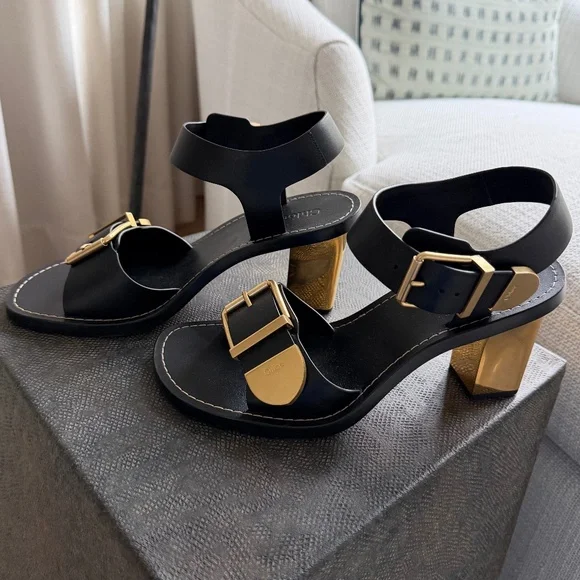 Chloé Women's Rebecca Ankle Strap Slingback Buckled High Heel Sandals - Picture 1 of 11